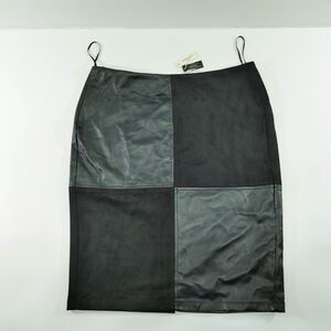 Essentials Sioni Women's Skirt Size 14 Black Faux Leather/Suede